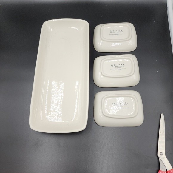 Rae Dunn Snack Set Eat Nibble Taste Dishes Plus Tray Magenta 4 Piece - Picture 5 of 8